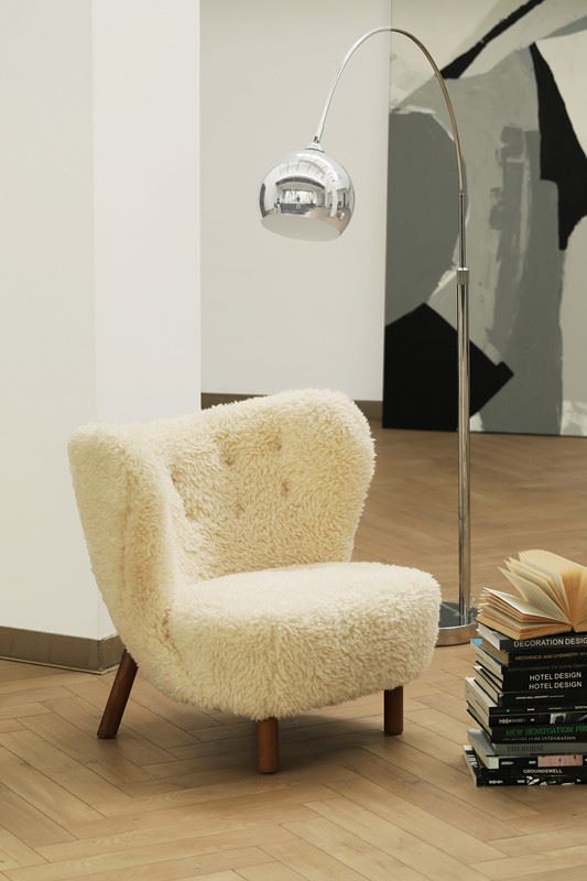 Lamb Wool Stool with Wooden Legs